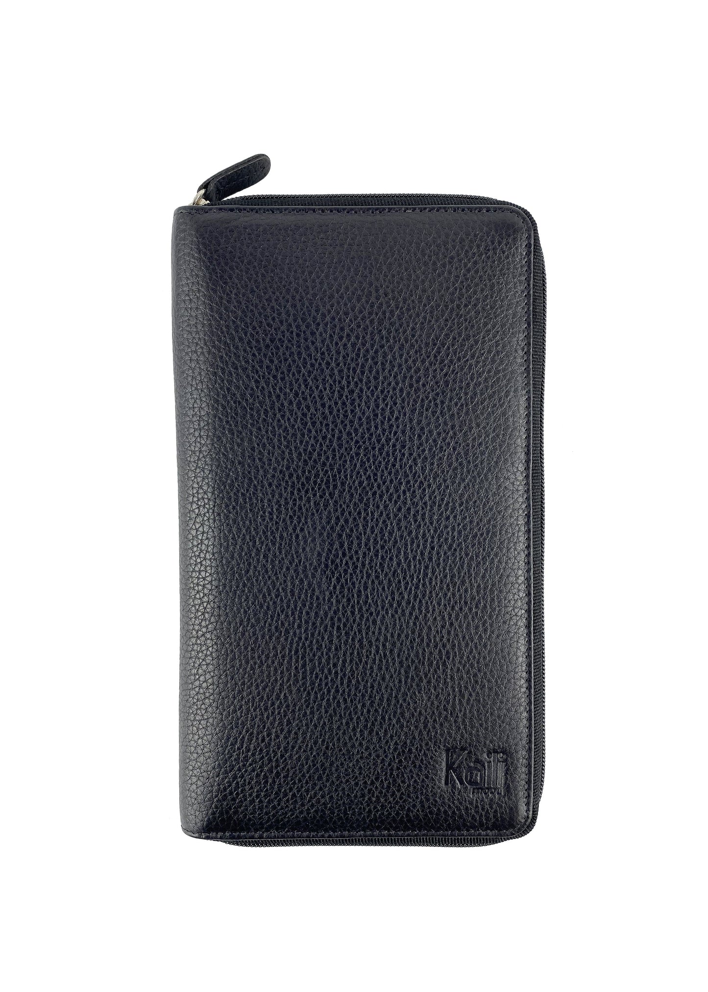 K0005AB | Portadocumenti da Viaggio in Vera Pelle pieno fiore, grana dollaro - Colore Nero - Dimensioni: cm 12,5 x 22 x 2 - Confezione: Sacchetto Tnt-1