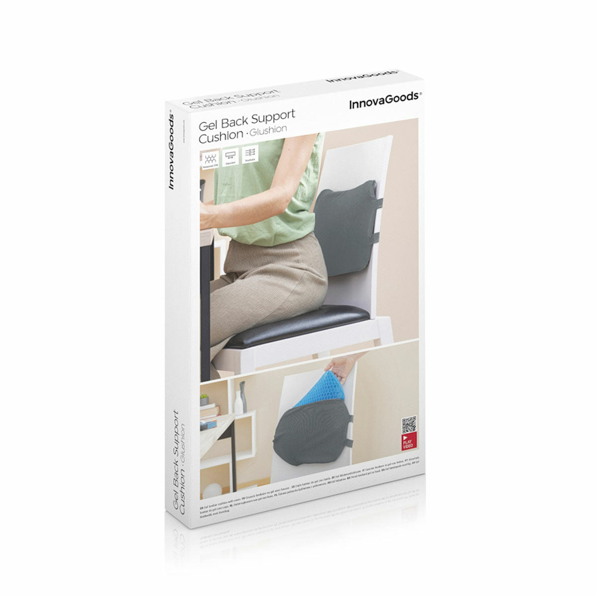 Gel Lumbar Cushion with Removable Cover Glushion InnovaGoods-2