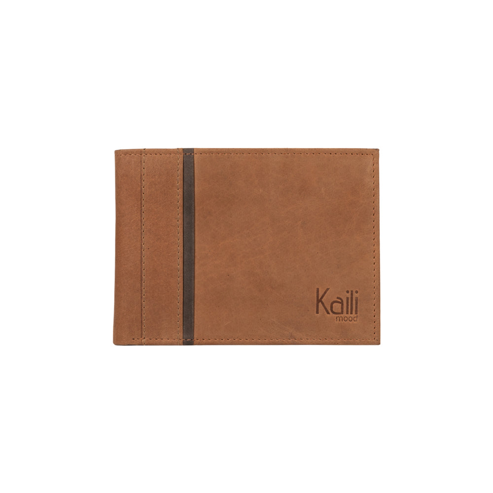 K12203UB | Men's Wallet in Genuine Full-Grain Naked Leather. Tan Color. RFID Protection. Closed Dimensions: 12.5 x 9.5 x 2 cm. Packaging: Gift box bottom/lid-2